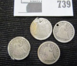 (4) Old Silver U.S. Seated Liberty Half Dimes. All damaged.