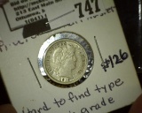 1916 S Barber Dime, hard to find type in this high of a grade.
