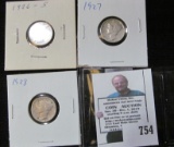 1926 S, 27P, & 28P Mercury Dimes. Grades up to VF.