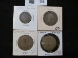 1888 Canada Large Cent; 1916 & 18 Great Britain Large Pennies, & 1937 Ireland Large Penny.