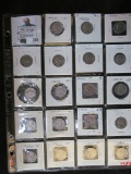 Twenty-pocket plastic page with (19) Jefferson Nickels, includes 1939 D & S as well as some Silver W