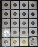 Twenty-pocket plastic page with (19) Barber Dimes dating back to 1892.