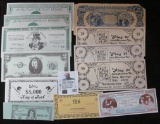 (12) different Politcally Satirical Paper Money, Scrip, or Funny money notes.