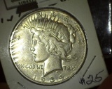 1934 D U.S. Peace Silver Dollar, attractive.