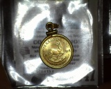 1984 One-Tenth Ounce Gold Krugerrand in a bezel and ready to be suspended from a Necklace.