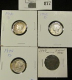 1899 Indian Cent; 40S EF, 42D EF, & 45D EF-AU Mercury Dimes.