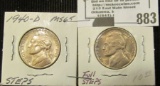 1940 D & 49 D Full Steps BU Jefferson Nickels.