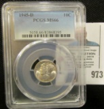 1945 D Mercury Dime slabbed 