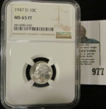 1947 D Roosevelt Dime NGC slabbed 