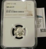 1947 D Roosevelt Dime NGC slabbed 