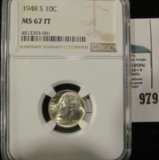 1948 S Roosevelt Dime NGC slabbed 