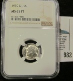 1950 D Roosevelt Dime NGC slabbed 