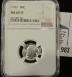 1952 P Roosevelt Dime NGC slabbed 