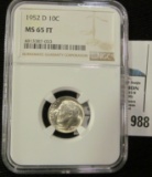 1952 D Roosevelt Dime NGC slabbed 