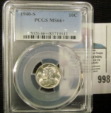 1940 S Mercury Dime slabbed 