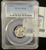 1945 S Mercury Dime slabbed 