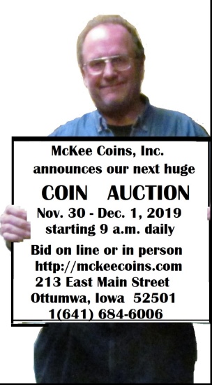 Mckee Coins Inc. December 1st Live Auction.