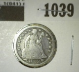 1853 P with arrows Seated Dime