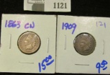 1863 And 1909 Indian Head Cents