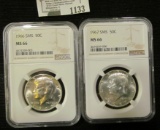 1966 And 1967 Kennedy Half Dollars From Special Mint Sets Graded MS 66 By NGC