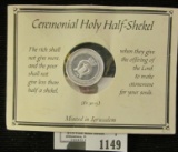 Silver Shekel From Israel On Info Card-  The Card Says The Holy Half Shekel Was Minted For The Sake