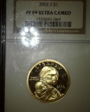 2002 S Sacagawea Dollar, NGC slabbed PF 69 Ultra Cameo.