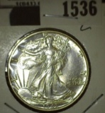 1943 P Walking Liberty Half Dollar, Nice high grade.