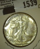 1947 D Walking Liberty Half Dollar, Nice high grade.