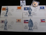 (4) 1976 First Day of Issue Covers with State flags from New Mexico, Kentucky, New Jersey, & Mississ