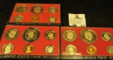 1973 S, 77 S, & 79 S U.S. Proof Sets in original hard plastic cases as issued by the U.S. Mint, no b