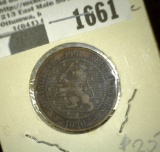 1890 Netherlands 2 1/2 Cent Piece.