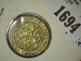 1943Netherlands World War II One Cent. Brilliant Golden Uncirculated.
