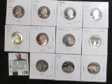 (11) different Silver Proof Washington Quarters dating 1992S - 2000 S.