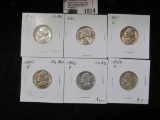 1940 P, 41 P, D, S, 42 P, & 43 P Jefferson Nickels. All Choice to Gem BU.