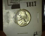 1943 D Silver World War II Jefferson Nickel, BU with Full Steps.