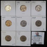 1943 P Silver, 46 D, 47 P, D, S, 49P, D, & S Jefferson Nickels. All Choice to Gem BU.