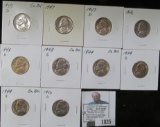 1943 D Silver, 47 P, D, 48 P, D, S, 49 P, D, S, & 50 D Jefferson Nickels. All Choice to Gem BU.