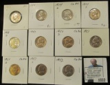 1943 S Silver, 47 P, 50 D, 51 P, D, S, 52 P 53 D, 54 P, D, & S Jefferson Nickels. All Choice to Gem