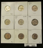 1943 S Silver, 44 D Silver, 50 D, 51 P, D, S, 52 P, 56 P, & D Jefferson Nickels. All Choice to Gem B