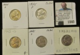 1944 D Silver, 45 P Silver, 45 D Silver, 45 S Silver, & 53 D Jefferson Nickels, all BU