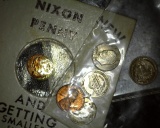 (6) Miniature Replica Coins including a Nixon Penny.