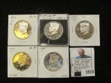 1997 S, 99 S, 2000 S, 2001 S, & 2002 S Silver Proof Kennedy Half Dollars. (5 pcs.).