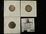 (3) 1862 Indian Head Type Cents. VG-F