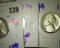 high grade 1942-P, 1943-P, and 1943-P silver war nickels
