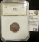 1864 Nova Scotia 1/2 Cent, PCI slabbed 