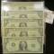 (5) crisp CU series of 1963-B one dollar Joseph Barr notes