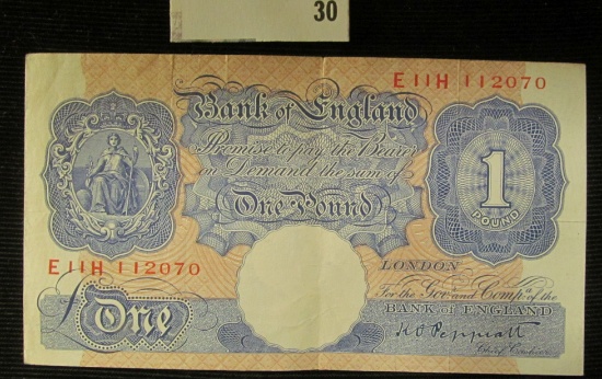 Bank of England One Pound Banknote, EF.