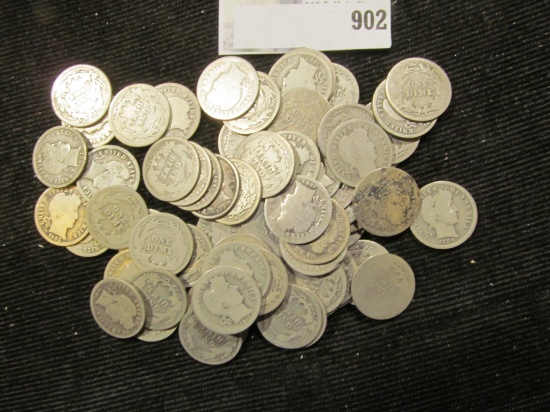 (68) Mixed date and grade Silver Barber Dimes. All circulated.