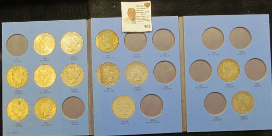 No. 9028 blue Whitman folder "Peace Type Silver Dollar Collection…" containing 1922P, D, S, 23P, D,