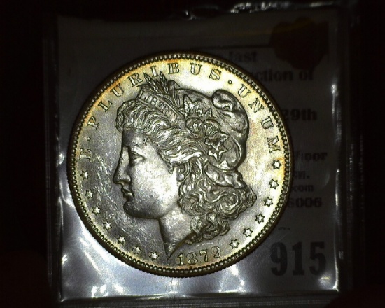 1879 S Morgan Silver Dollar, Brilliant Uncirculated with toned reverse.